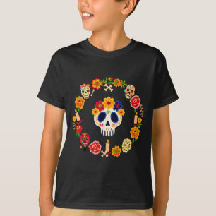 Camiseta Hombres Dia-De-Los-Muertos Sugar Skull Mexicano