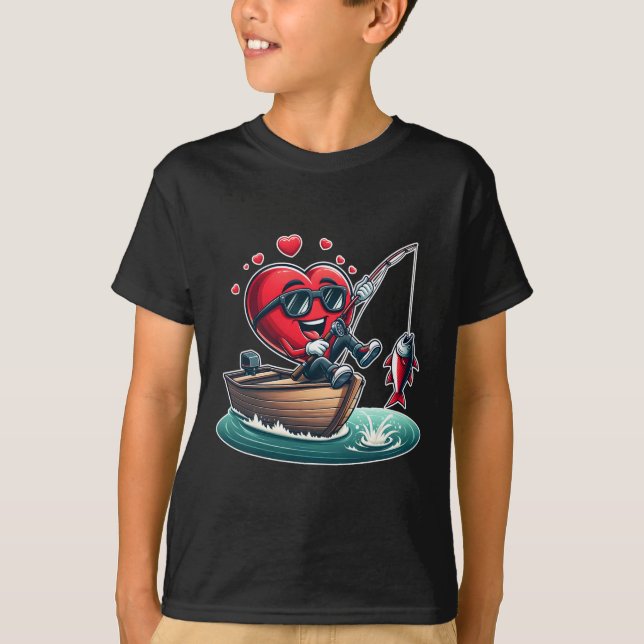 Camiseta Hombres Día de San Valentín de la pesca del corazó (Anverso)
