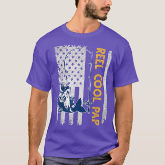 Camiseta Hombres Día del Padre Reel Guay Pap Fish American 