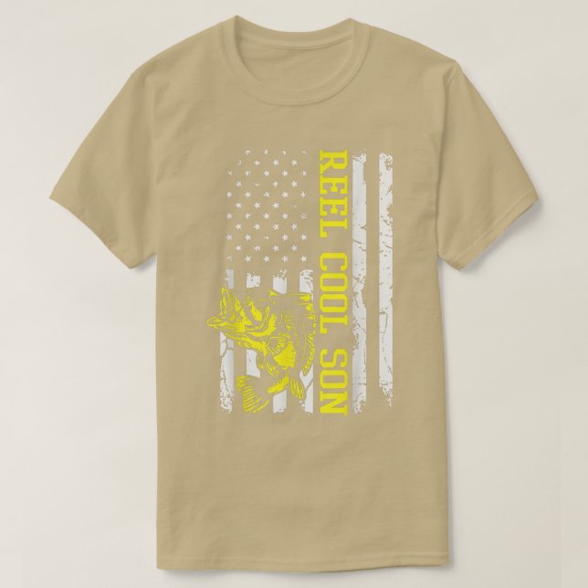 Camiseta Hombres Día del Padres Pesca Bandera de Estados Un (Diseño del anverso)