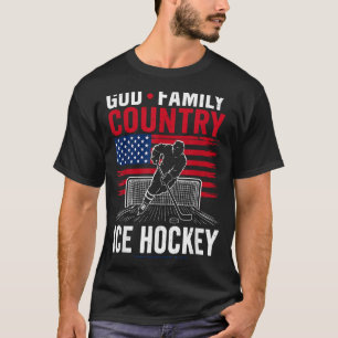 Camiseta Hombres Dios Familia País Hockey sobre Hielo Patri