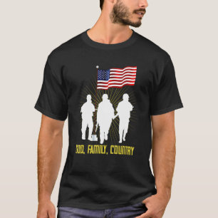 Camiseta Hombres Dios Familia País Orgulloso Soldado Pri Es