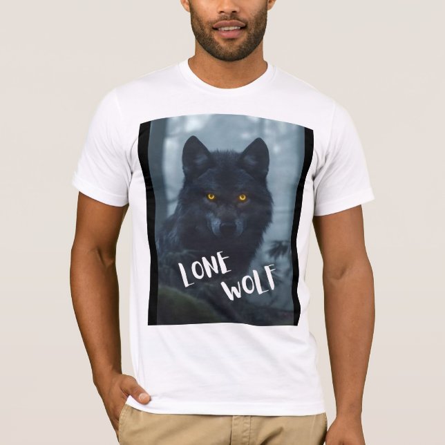 Camiseta hombres (diseño de lobo solitario) (Anverso)