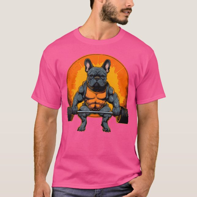 Camiseta Hombres divertidos Bulldog francés Halterofilia Gy (Anverso)