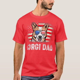 Camiseta Hombres divertidos Corgi papá American Flag Día de