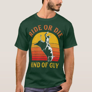 Camiseta Hombres Divertidos de Rodeo Vaquero Jinete de Toro