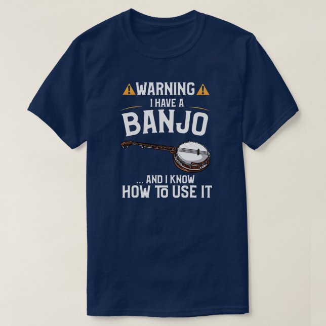 Camiseta Hombres Divertidos Jugador de Banjo Aviso a los qu (Diseño del anverso)