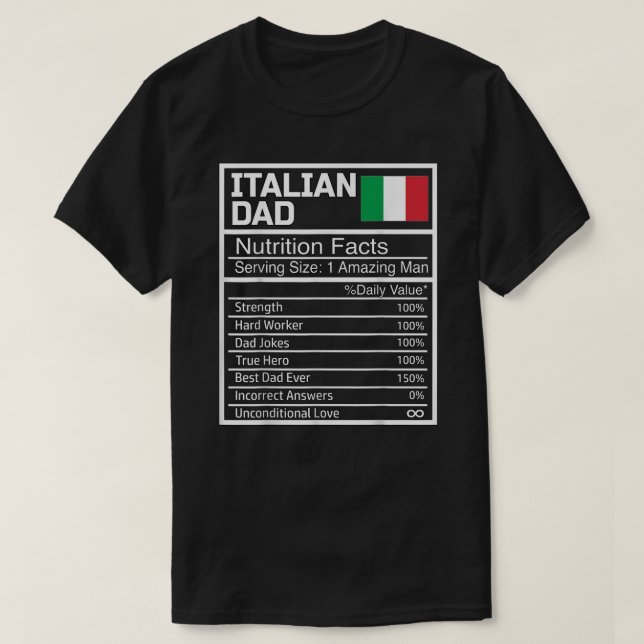 Camiseta Hombres Divertidos Papás Italiano Hechos Nutricion (Diseño del anverso)