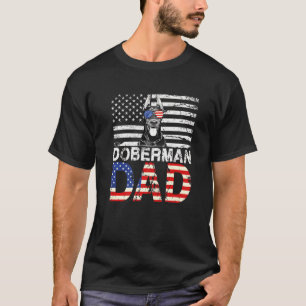 Camiseta Hombres Doberman Padre Genial Bandera De EE. UU. P