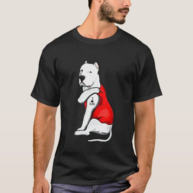 Camiseta Hombres Dogo Argentino Tatto de perro me encanta e (Anverso)