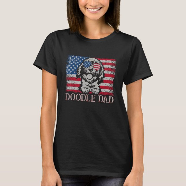 Camiseta Hombres Doodle Dad Goldendoodle Dog American Fla (Anverso)