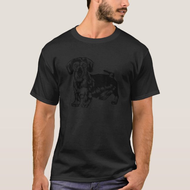Camiseta Hombres dueños de perros dachshund con cabello ala (Anverso)