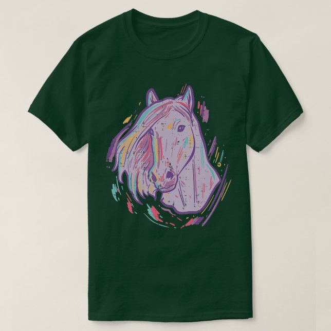 Camiseta Hombres Ecuestres Pintando Animales Púrpura (Diseño del anverso)
