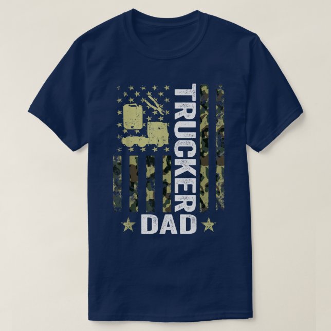 Camiseta Hombres EE.UU. Bandera Camionero Papá Padre Patrió (Diseño del anverso)
