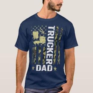 Camiseta Hombres EE.UU. Bandera Camionero Papá Padre Patrió