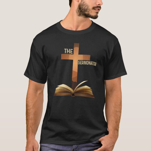 Camiseta Hombres El Sermonador Pastor Clero Cristiano Parro (Anverso)
