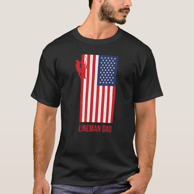 Camiseta Hombres Electric Cable Lineman Dad Usa el Día del  (Anverso)