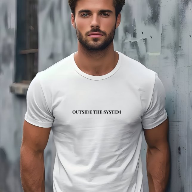 Camiseta Hombres Elegantes Blancos Fuera Del Lema Del Siste (Stylish Men White Outside The System Slogan T-Shirt)