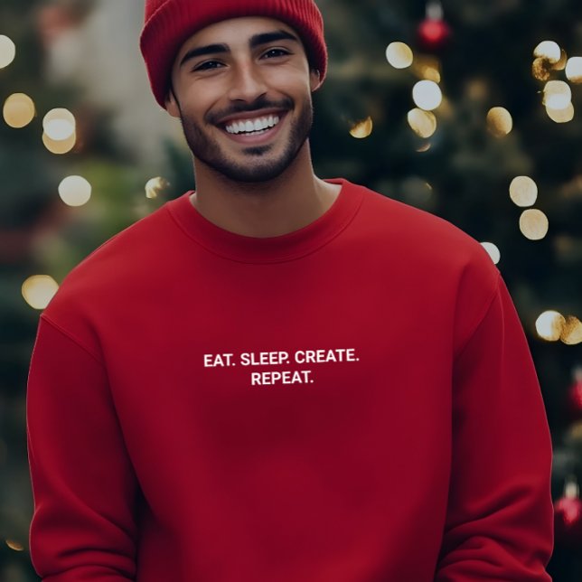 Camiseta Hombres Elegantes Red Eat Sleep Crear Lema Repetid (Stylish Men Red Eat Sleep Create Repeat Slogan T-Shirt!)