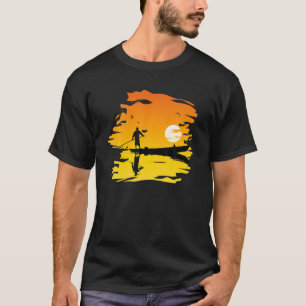 Camiseta Hombres en bote Silhouette Lake Reflection Sunset