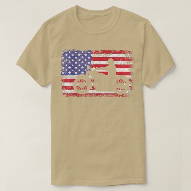 Camiseta Hombres en motocicleta de la bandera de Estados Un (Diseño del anverso)