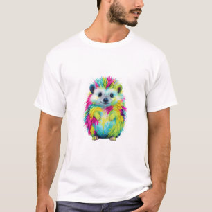 Camiseta Hombres erizo neón acuarela salpicadura vibrante