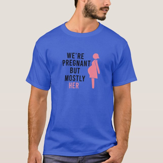 Camiseta Hombres esperando padres recién nacidos Estamos em (Anverso)