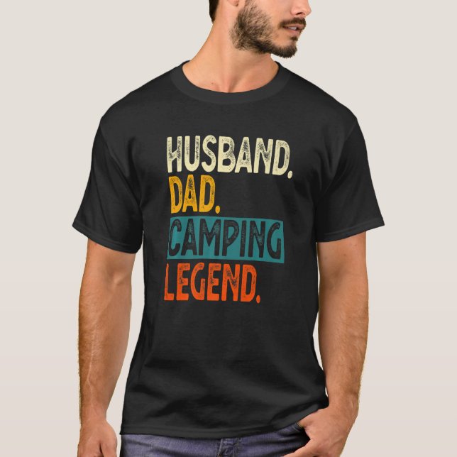 Camiseta Hombres Esposo de Camper Papá Camping Leyenda Vint (Anverso)