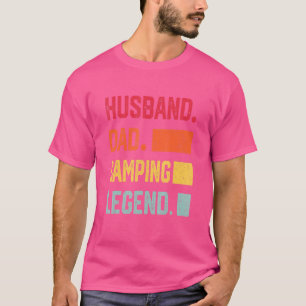 Camiseta Hombres Esposo Papá Camping Leyenda Camper Vintage