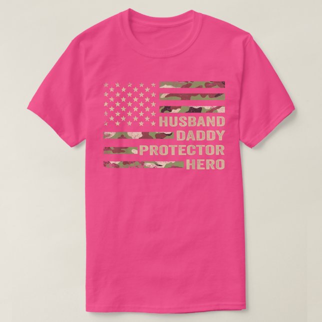 Camiseta Hombres Esposo Papi Protector Héroe Padres Camisas (Diseño del anverso)