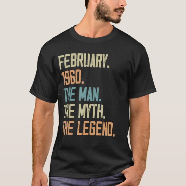 Camiseta Hombres Febrero 1960 Leyenda de Mitos de Hombre Cu (Anverso)