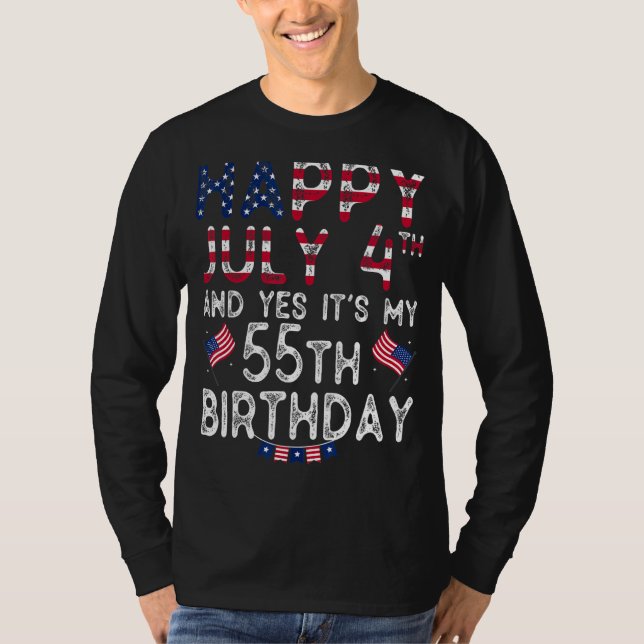 Camiseta Hombres felices 4 de julio y si es mi cumpleaños 5 (Anverso)