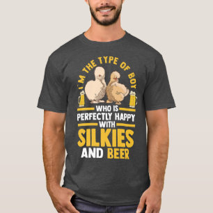 Camiseta Hombres felices con cerveza y pollos de Silkie 