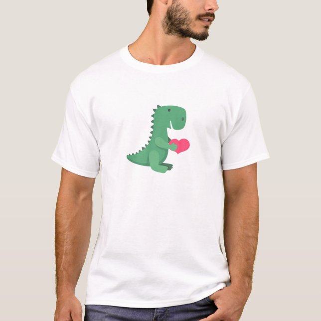 Camiseta Hombres feliz corazón de dinosaurios en el Día de  (Anverso)