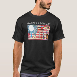 Camiseta Hombres Feliz Día del Trabajo Guay Bandera America