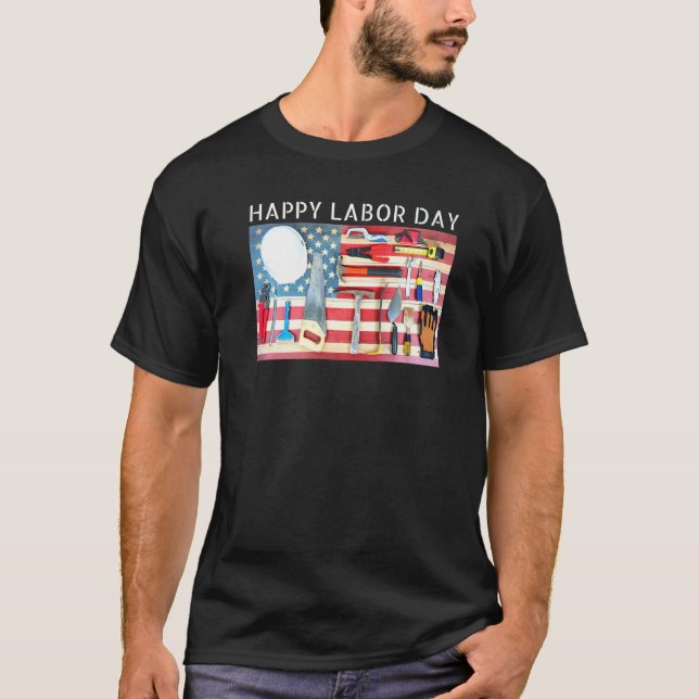 Camiseta Hombres Feliz Día del Trabajo Guay Bandera America (Anverso)