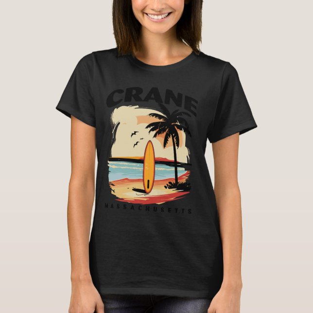 Camiseta Hombres Femeninos de Surf de Massachusetts Crane S (Anverso)