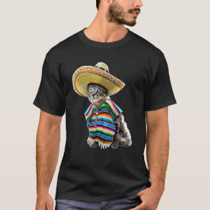 Camiseta Hombres Fiestas del Cinco de Mayo Gato Sombrero Po