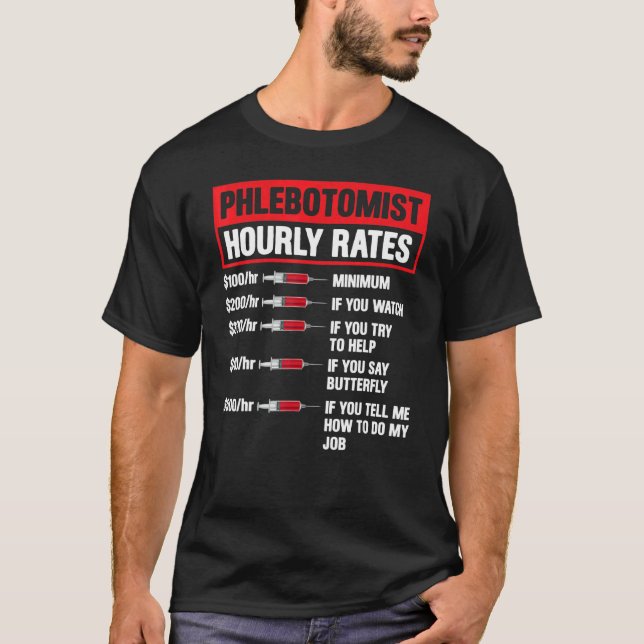 Camiseta Hombres Flebotomistas Horas Flebotomía Hombres Muj (Anverso)