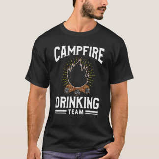 Camiseta Hombres fogata equipo de bebida campista cerveza c