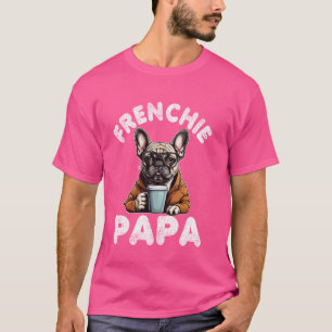 Camiseta Hombres Frenchie Papa Shirt Bulldog francés Café P