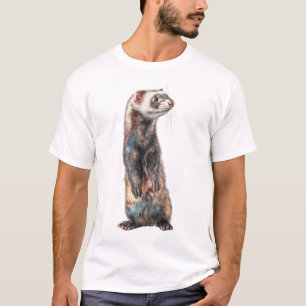 Camiseta Hombres Furry Artísticos de Pie Hurón Comadreja