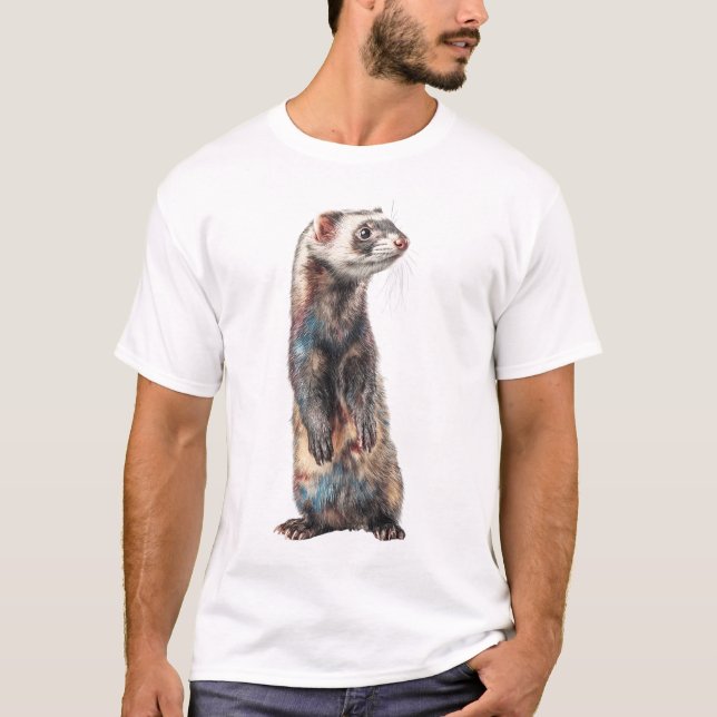 Camiseta Hombres Furry Artísticos de Pie Hurón Comadreja (Anverso)