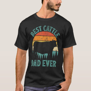 Camiseta Hombres Ganado Vintage Mejor Papá Ganadero Día del