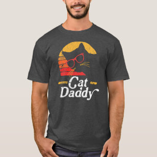 Camiseta Hombres Gato Papi Vintage Ochenta Estilo Gato Retr