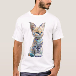 Camiseta Hombres Gatos Caracal Manchados Cósmicos Estelares