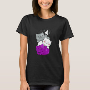 Camiseta Hombres Gatos Lindos Bandera LGB Asexual Orgullo G