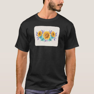 Camiseta Hombres Girasol Acuarela Floración Amarillo Floral