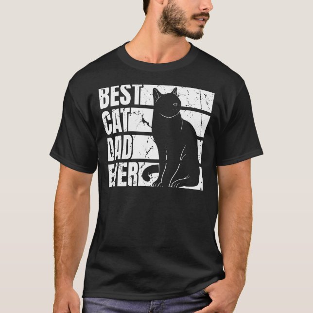 Camiseta Hombres Gráficos del mejor gato papá y padres C di (Anverso)