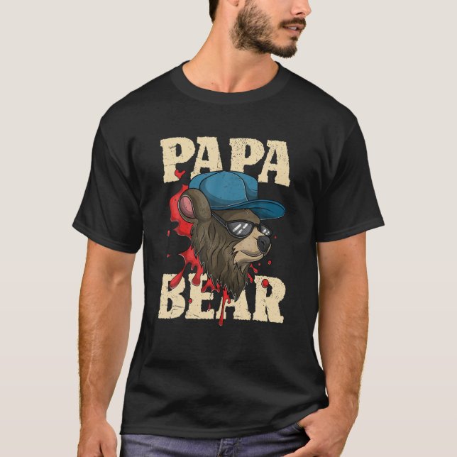 Camiseta Hombres Guay Animal Dad Bear Gafas de sol (Anverso)